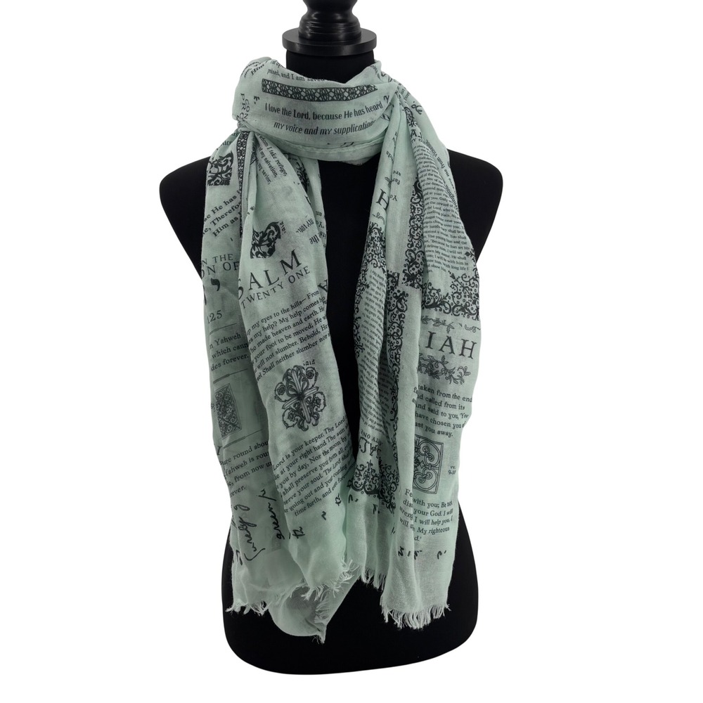 Protection Worship Prayer Scarf Mint Green Scripture Bible Verse Wrap 34x68